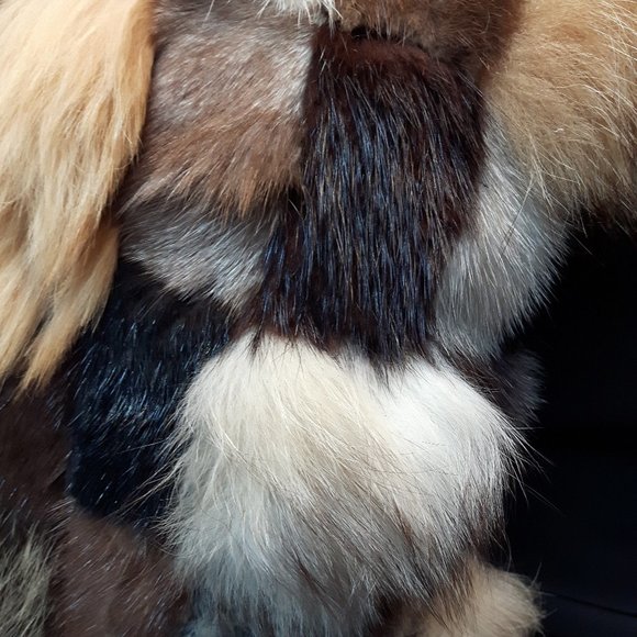 Genuine Real Fur Patchwork Accent Pillow - Picture 4 of 6